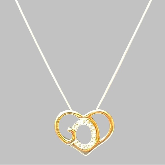 Silver tone and Gold Tone God Necklace with Rhinestones 18” Length - Picture 2 of 3